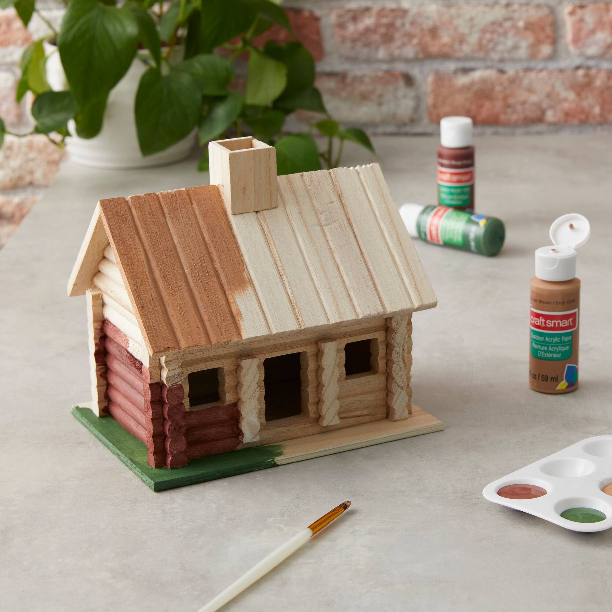 8 Pack: 9" Log Cabin Birdhouse by Make Market®